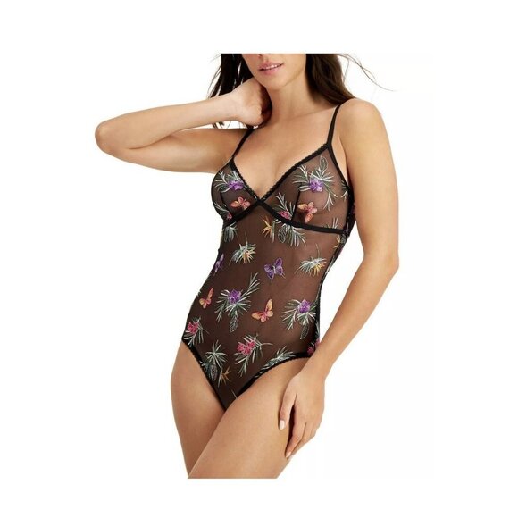 Inc Intimates Bodysuit Lingerie Top Embroidered Floral Butterflies Small NEW 1A - Picture 3 of 12